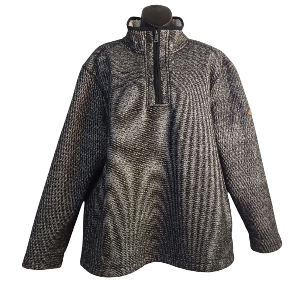 Orvis Men's Gray Black 1/4 Zipper Fleece Lined Sweater Pullover Size L